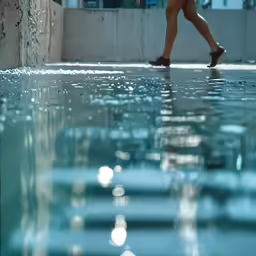 a person walking down the street while it is raining