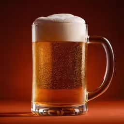 closeup of a beer mug filled with light foam
