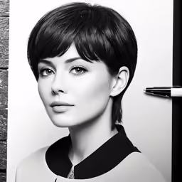 black and white photo of woman with long hair