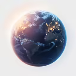 the earth is illuminated by several street lights