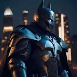 a male batman statue in the dark knight outfit