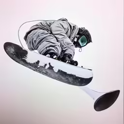 a man riding a snowboard through the air on a ski slope