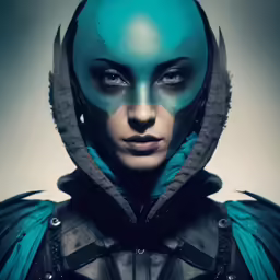 woman with blue paint on her face and hood