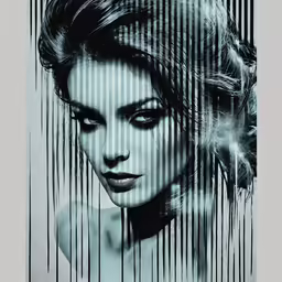 the face of a woman in black and white