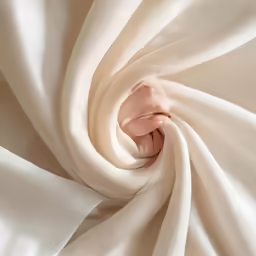 a white satin fabric with the top layer slightly folded