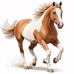 a horse with blonde hair running down the road
