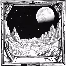 an illustration depicting mountains with stars in the sky