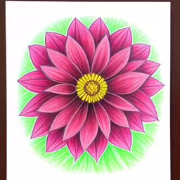 a flower in a frame on a white background,a drawing of a large pink flower