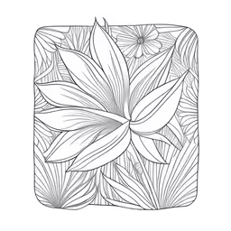 abstract drawing with lines that look like leaves,a square stained glass with flowers and leaves