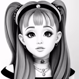 the head of an anime character with long hair