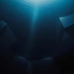 an ocean with only a few visible light