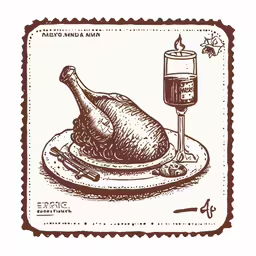 food in the form of a wine glass and a piece of meat
