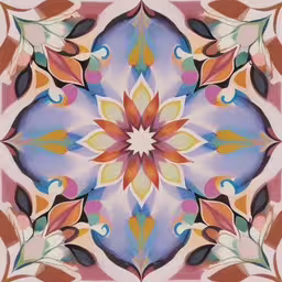 an abstract image with many different colors and shapes,abstract floral design in pastel pink, purple and red