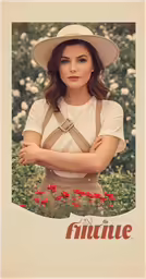 an old photo of a woman wearing a hat