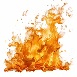a fire is coming out of the flames on the side of a white wall