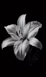 an overexposed shot of a single lily in black and white