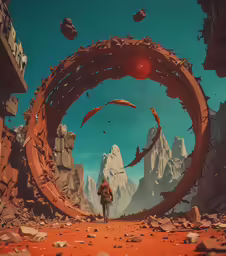 the person stands in front of a huge, hollowy hole