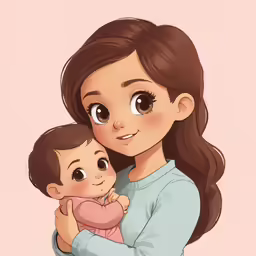a girl holding a baby in her arms