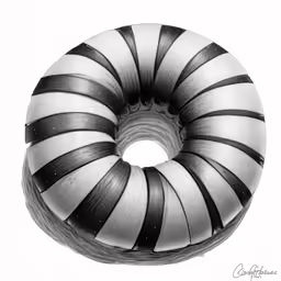 a black and white photo of a round object
