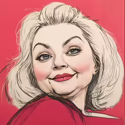 an image of a woman in red shirt