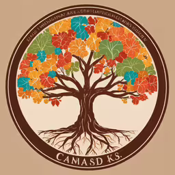 a circular tree with colorful leaves in the center of the picture,an image of a tree with the words canada is underneath