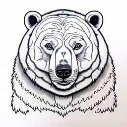a white and black bear sitting next to each other,a drawing of a bear