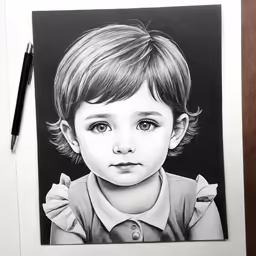 a drawing of a child with an expression on it