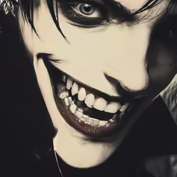 black and white picture of joker smiling for the camera