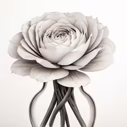 a black and white drawing of a white flower