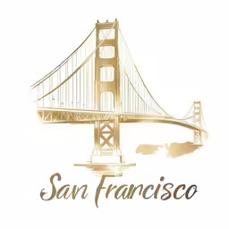 the san francisco bridge is depicted with an old postcard