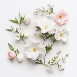 flowers that have been arranged on a white surface