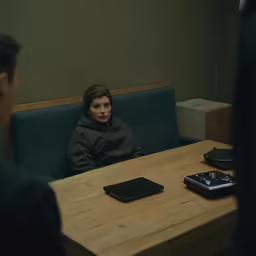 a man and woman sitting at a table next to each other