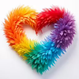 two feathers that are shaped like a heart
