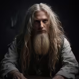 an old man with long blonde hair and beard