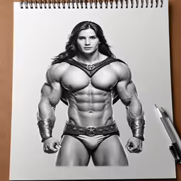 a pencil drawing of the wrestler wrestler in his underwear