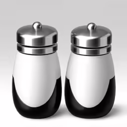 two salt and pepper shakers sitting on top of each other