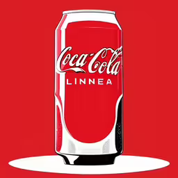 an image of a coca cola can on a red background,an image of a can of soda on a red background,a can of coca cola on a red background,a coca cola can on a red background,a can of coca cola sitting on top of a table