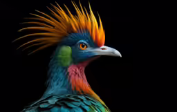 a large bird with a multi colored head