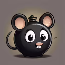 a cartoon style black bomb with eyes, with an antenna in the top