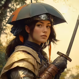 a person in a uniform and helmet with a sword