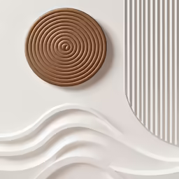 a modern white, brown and white room with waves