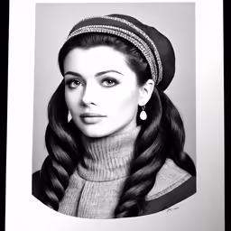 a woman with long hair wearing a hat