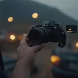 a person taking a photo with a large camera