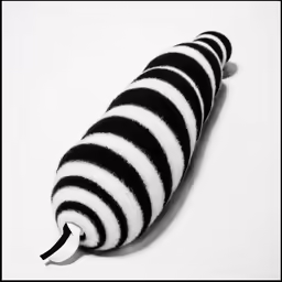 the black and white toothbrush holder is laying on the table