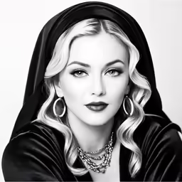 the beautiful lady has long blonde hair and wears earrings
