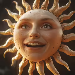the smiling young girl is adorned with worms and smiles at the camera