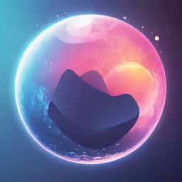 an abstract landscape with a colorful blue, pink and purple design