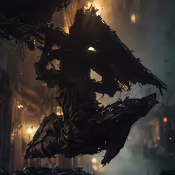 a person standing in the middle of a darkened building