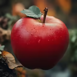 the image shows an apple that is wet