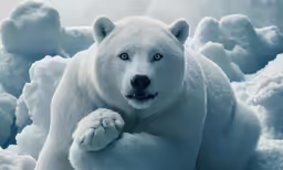 a polar bear with his paws on the back of its butt